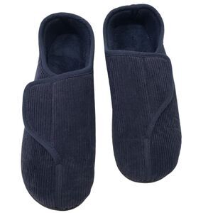 Longbay Men's Navy Blue Corduroy Adjustable Slippers, Size 12